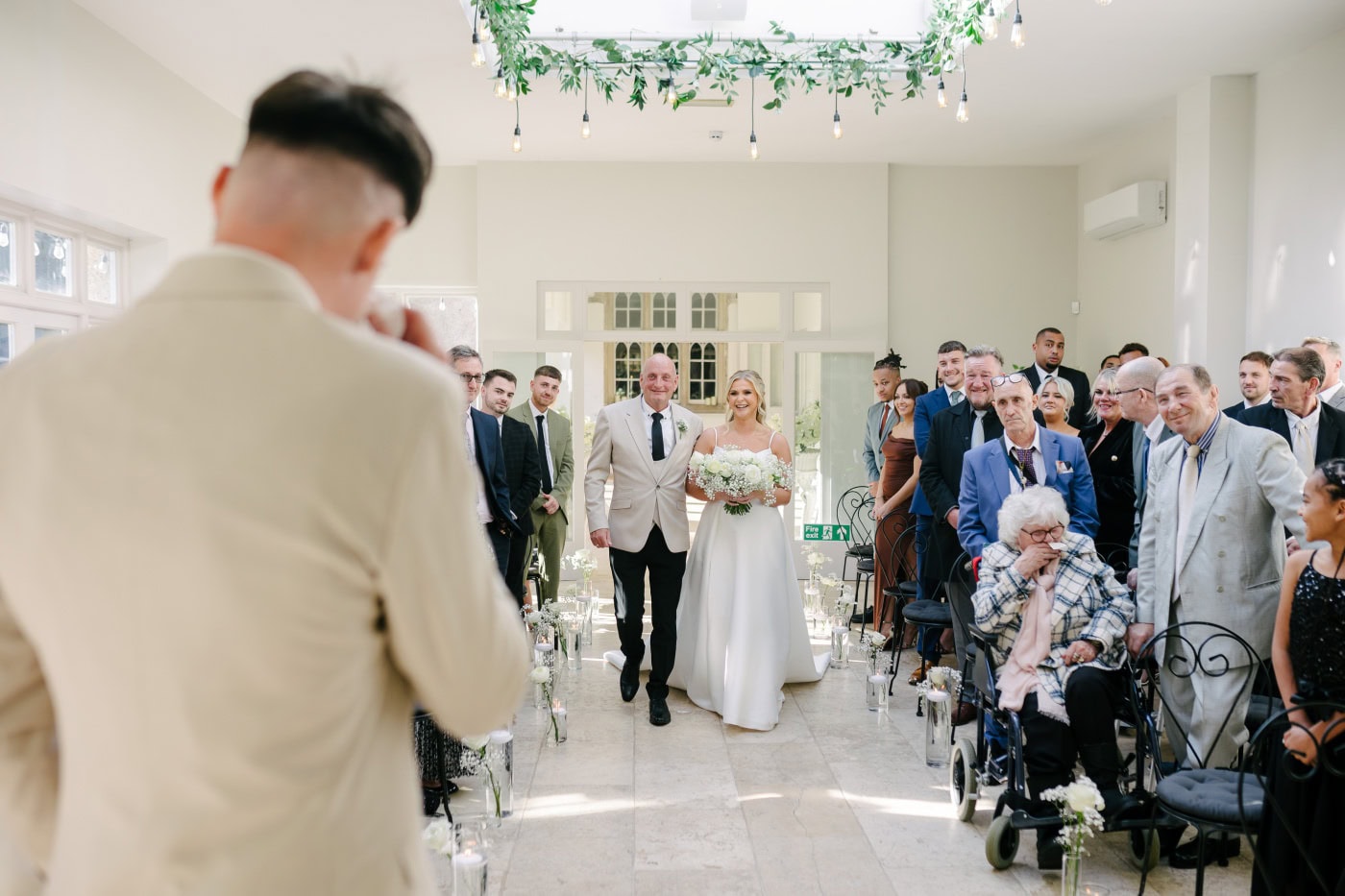 The bride looked radiant in her gown.